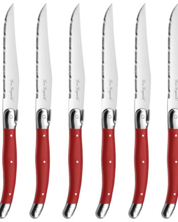 Lou Laguiole Tradition Grillkniv 6 Pak - Rød Elegance