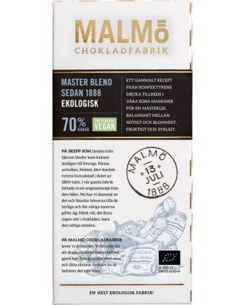 Master Blend 70% Chokolade fra Malmö Chokladfabrik