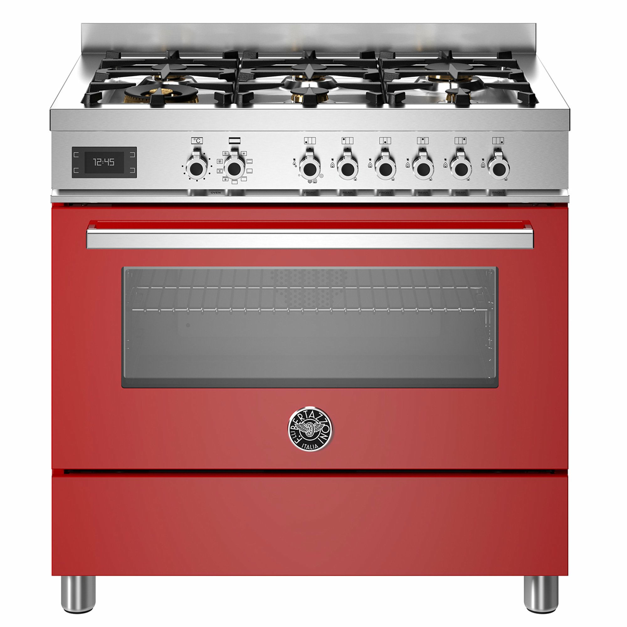 Pro96l1erot Professional Gaskomfur Med Ovn  90 Cm  Rød