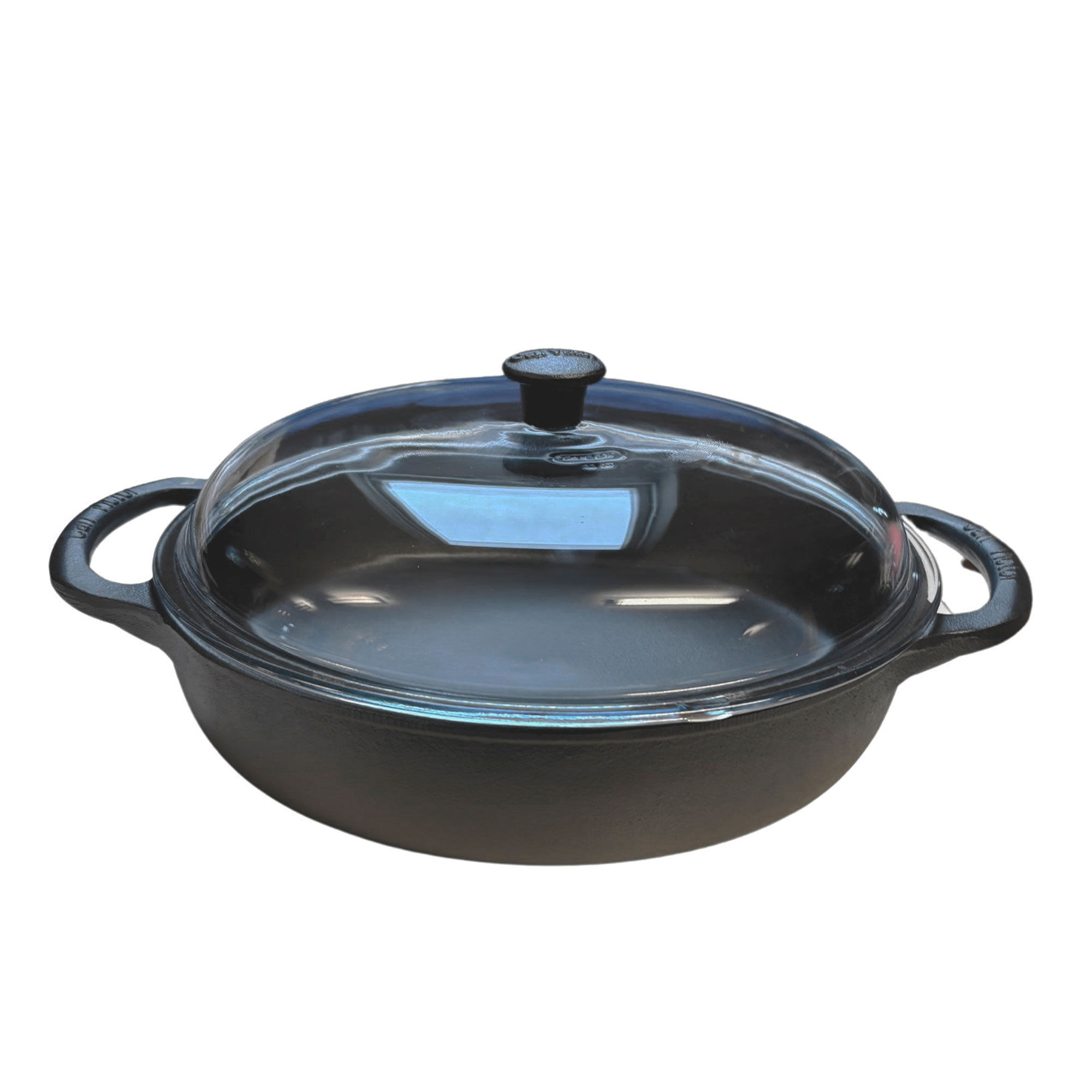 Carl Victor Sauterpande Med Glaslåg 32 Cm  Støbejern