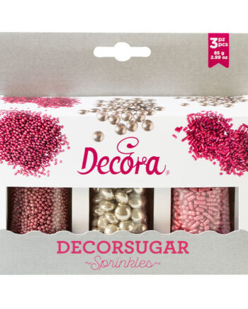 Decora Decor Mix Sølv & Rosa - 3 Stk Dekorationer 85g