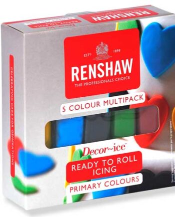 Fondant i Farver: Blå, Gul, Grøn, Rød, Sort - 5x100 G