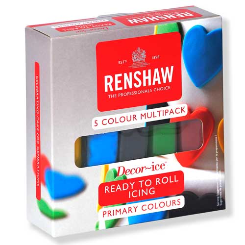 Fondant Blå Gul Grøn Rød Sort Renshaw 5x100 G