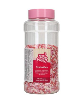 Funcakes Hjerte Sprinkles Rød, Lyserød & Hvid 450 g