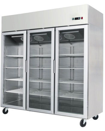 Køleskab   3 Glasdøre   Rustfrit Stål   950 Liter