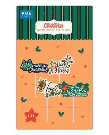 PME Jule Cupcake Topper Sæt - 24 Stk. Festlige Designs