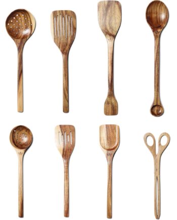 Redskabssæt i Akacietræ - 8 Dele til Madlavning