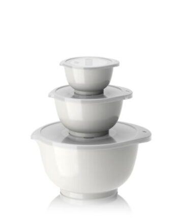 Rosti Margrethe Røreskålesæt - 3 Hvide Skåle med Låg