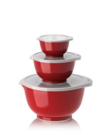 Rosti Margrethe Røreskålesæt - 3 Røde Skåle med Låg