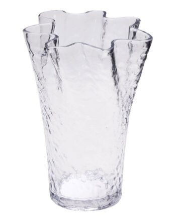 Ruffle Vase i Klar Glas - Elegant Indretning til Hjemmet