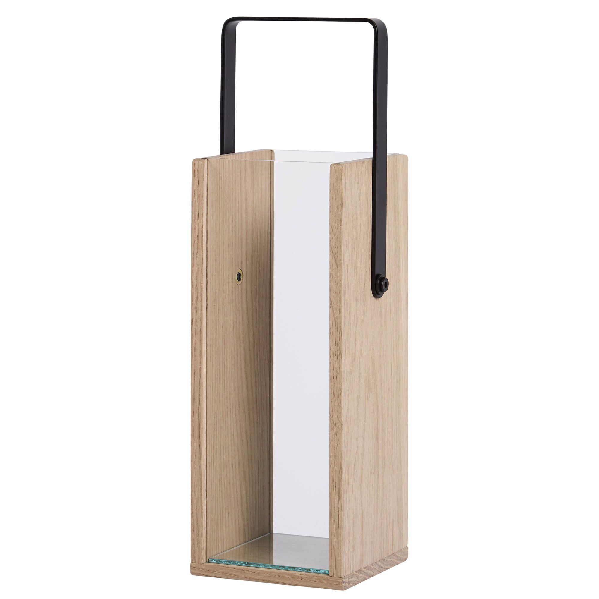 Firkanet Lanterne 40 Cm - Smukt Design i Egetræ og Glas