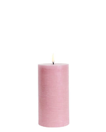 Uyuni Led Pillar Bloklys M  3d Flamme ø7 8x20 Cm Dusty Rose