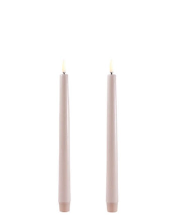 Uyuni LED 2-Pak Kronelys med 3D Flamme - Beige