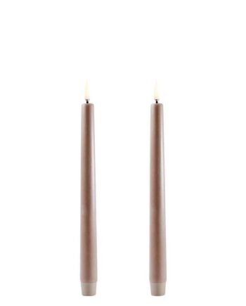 Uyuni Led 2 Pak Kronelys M  3d Flamme 25 Cm Sandstone