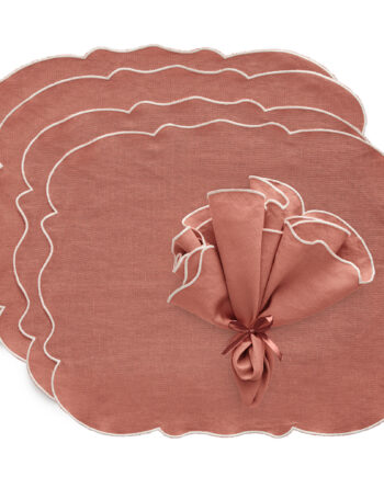 Decotique Gia Tekstilsæt 4 Dækkeservietter   4 Servietter  Rosa Hvid