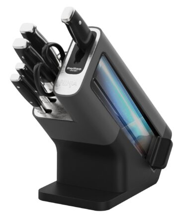 Knivsæt  5 Dele    Knivblok Med Sliber