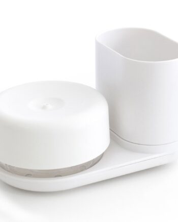 Opvaskemiddelpumpe Med Opbevaringsstativ  Hvid