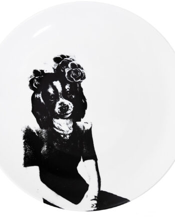 Os Kvinder Porcelænstallerken Mellem Tvilling Hund 26 Cm