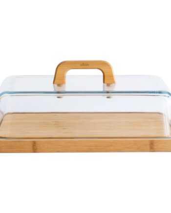 Osteklokke 34x25x9 5 Cm  Glas Bambus