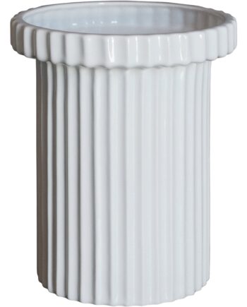 Stripe Krukke  Small  Shiny White