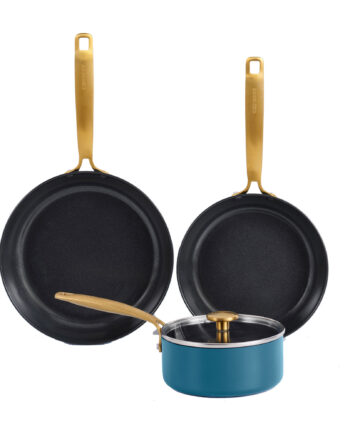 Combekk Stegepande  Og Kasserolle 4 Dele  Blå