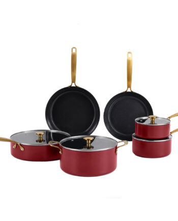 Combekk Stegepande  Og Kasserollesæt 10 Dele  Bordeaux