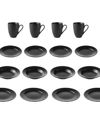 Groovy Tallerkensæt 16 Dele Sort