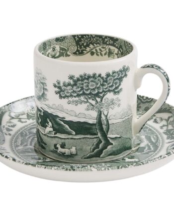 Heritage Green Italian Espressokop Med Underkop 9 Cl  Grøn Hvid