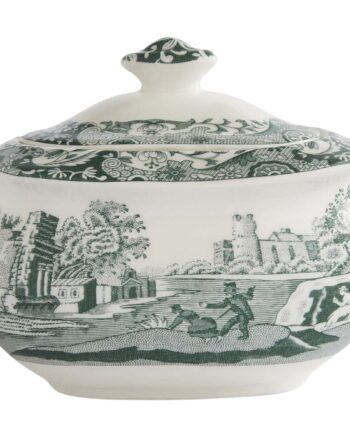 Heritage Green Italian Sukkerskål Med Låg 25 Cl  Grøn Hvid