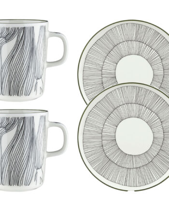 Marimekko Kukat Puhkeavat Morgenmadssæt  Hvid Grøn Sort