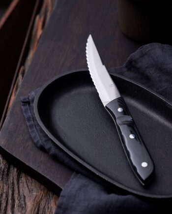 Old Farmer Micarta Steakkniv Xl 4 Dele  Sort Stål