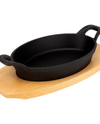 Oval Støbejernsform 22 Cm  Bordskåner I Træ