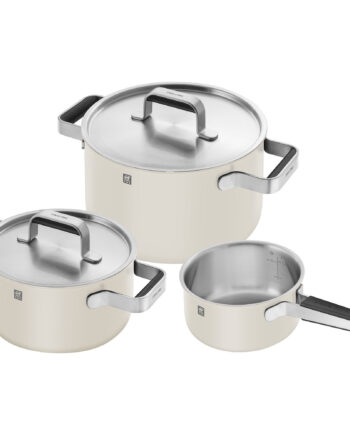 Pure Grytset 3 Dele   2 Låg  Rustfrit Stål  Hvid Creme