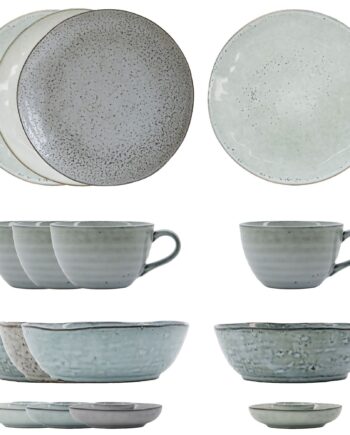 Rustik Brunchsæt 16 Dele  Grå Blå