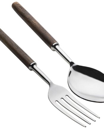 Salatbestik Metal Mørkt Træ