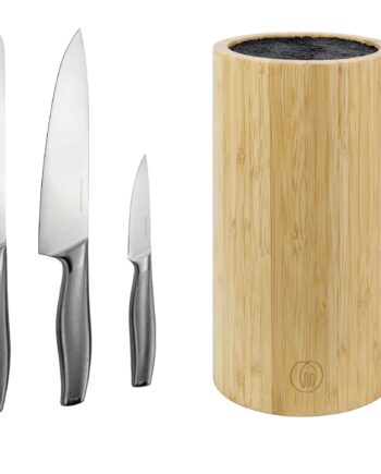 3 Delt Knivsæt Med Knivblok I Fsc Bambus
