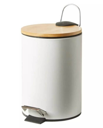 Da 39 Core Pedalspand Med Bambuslåg H38 Cm Hvid