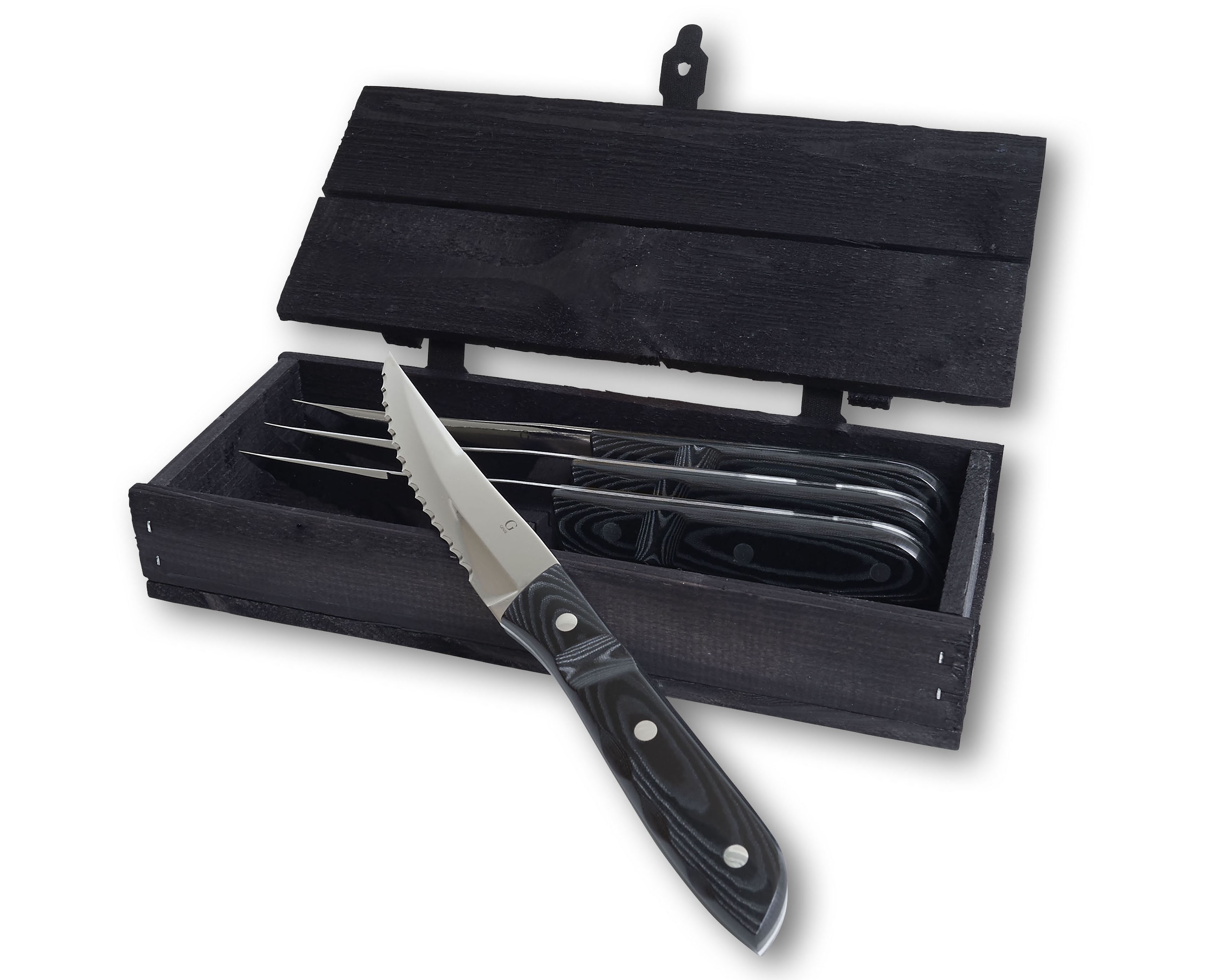 Old Farmer Black Steakkniv Xl 4 Stk Sort Stål